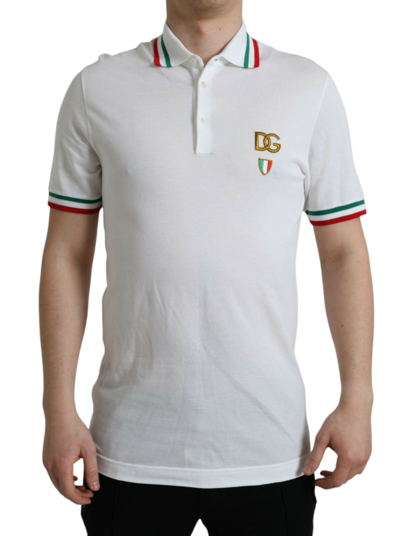 Elegant White Cotton Polo with Logo Detail