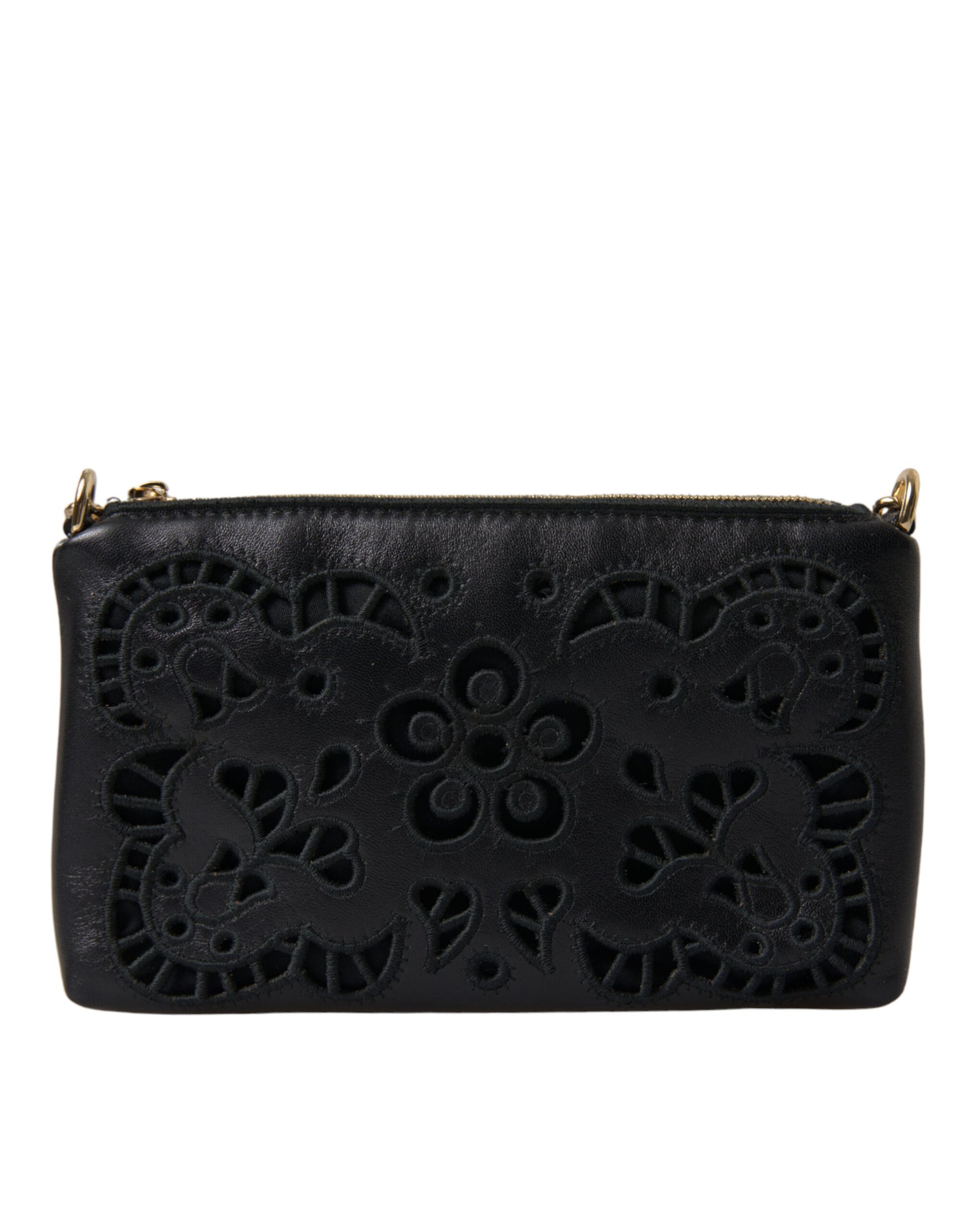 Elegant Embroidered Leather Clutch