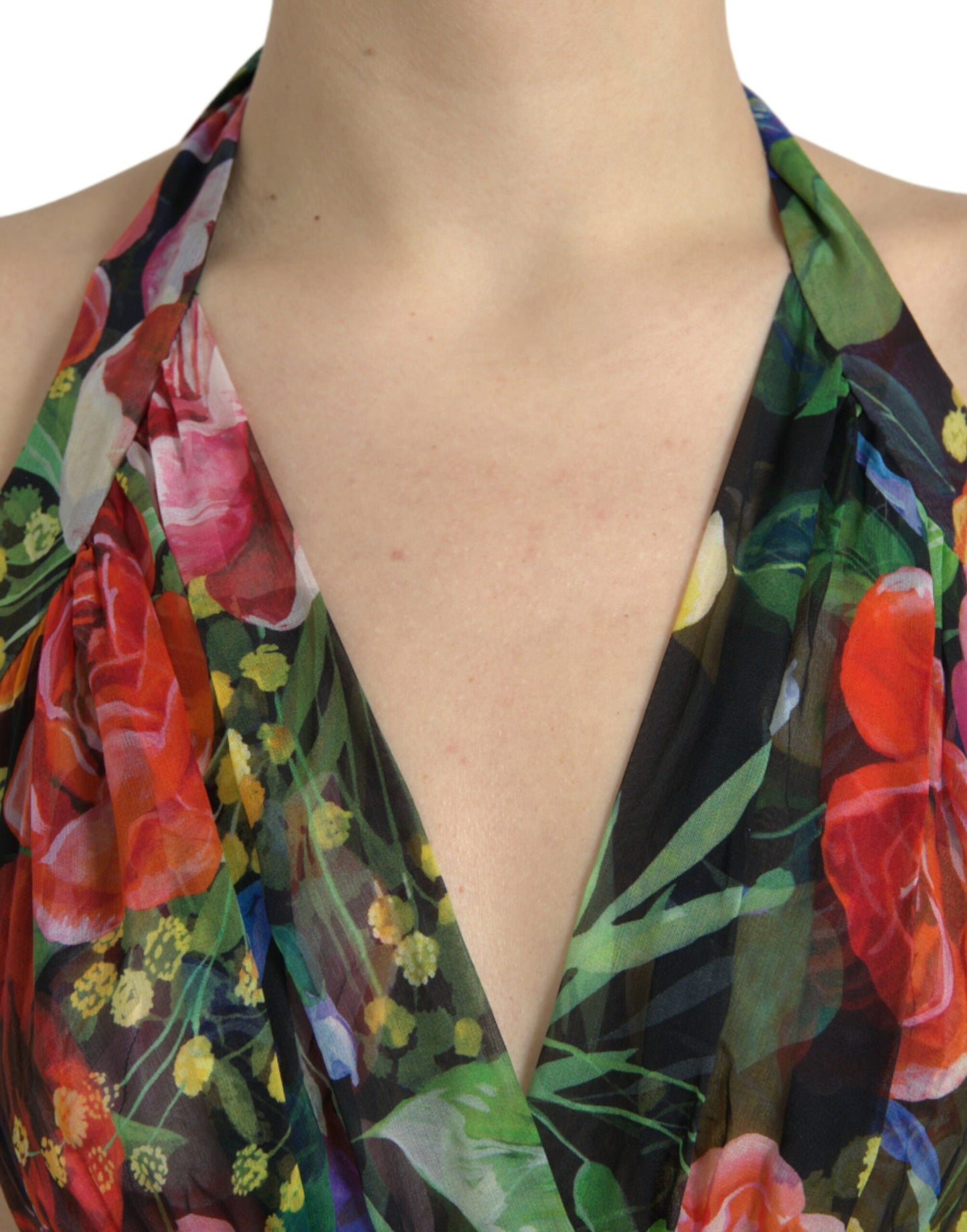 Chic Floral Maxi Slip Dress in Multicolor Silk