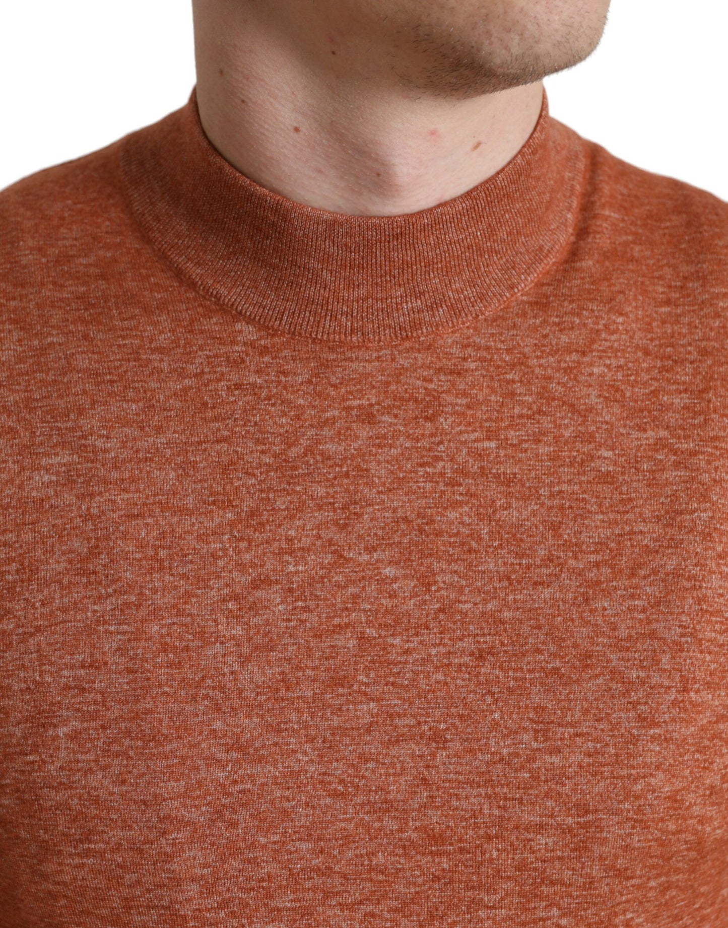 Silk-Cashmere Orange Crew Neck Sweater