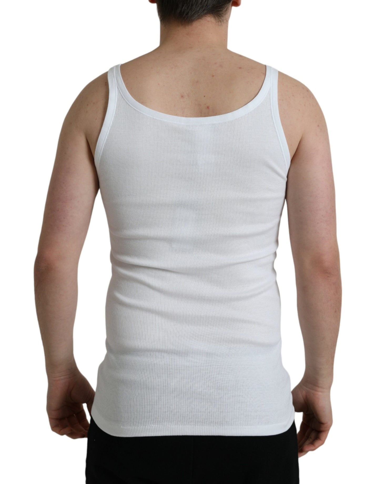 Elegant White Cotton Tank T-Shirt