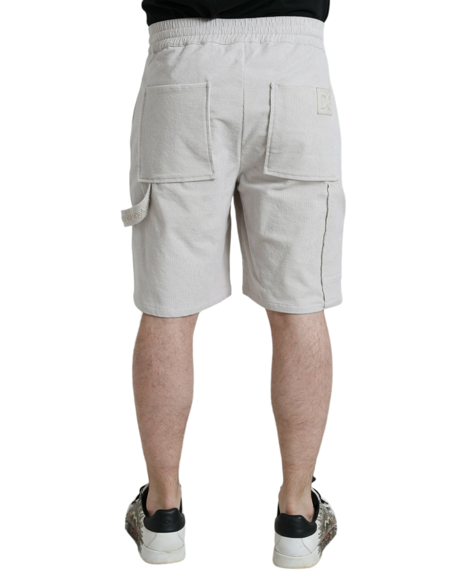 Beige Cotton Corduroy Men's Bermuda Shorts