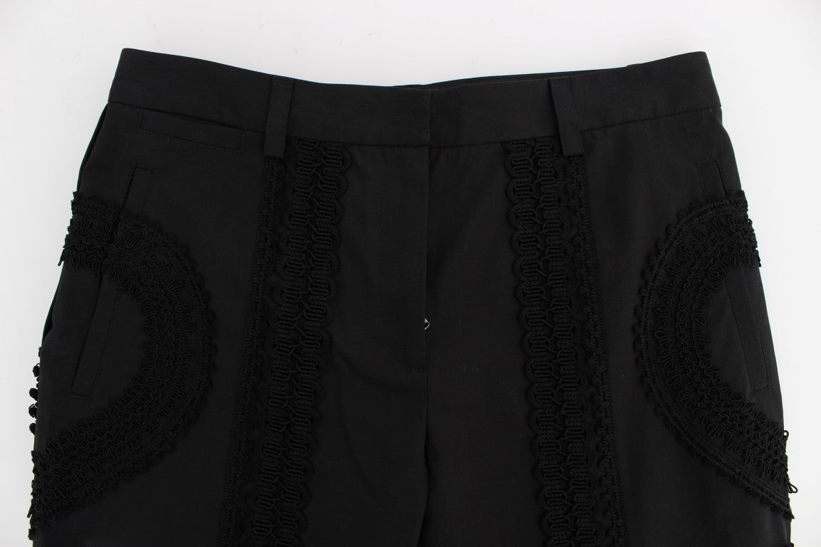 Elegant Black Torero Capri Pants