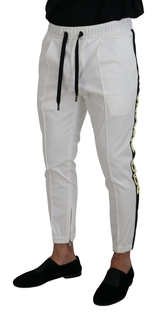Elegant White Cotton Jogger Pants
