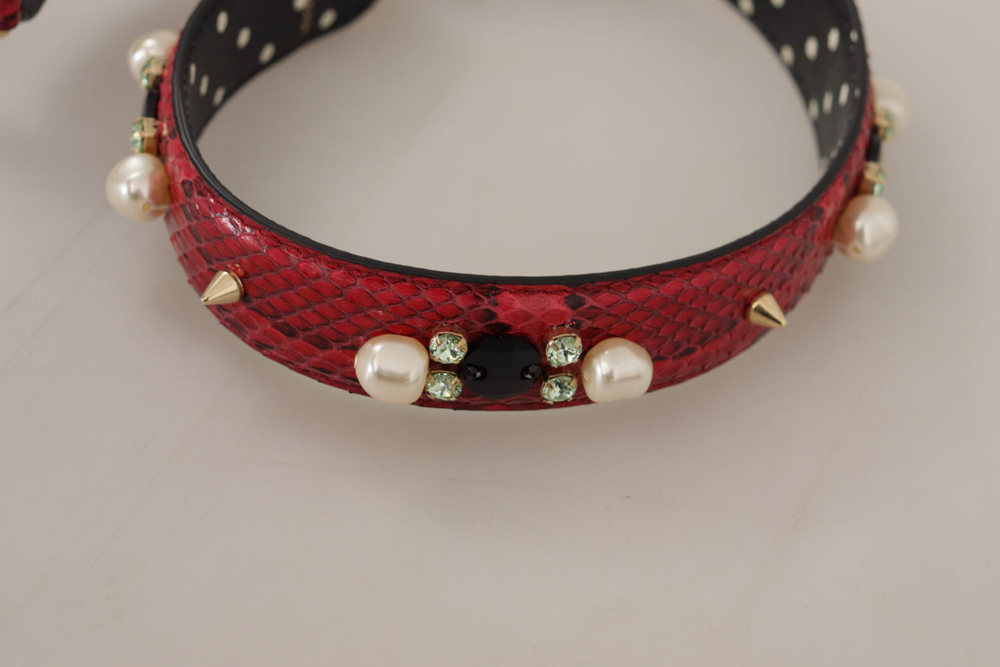 Elegant Red Python Leather Shoulder Strap