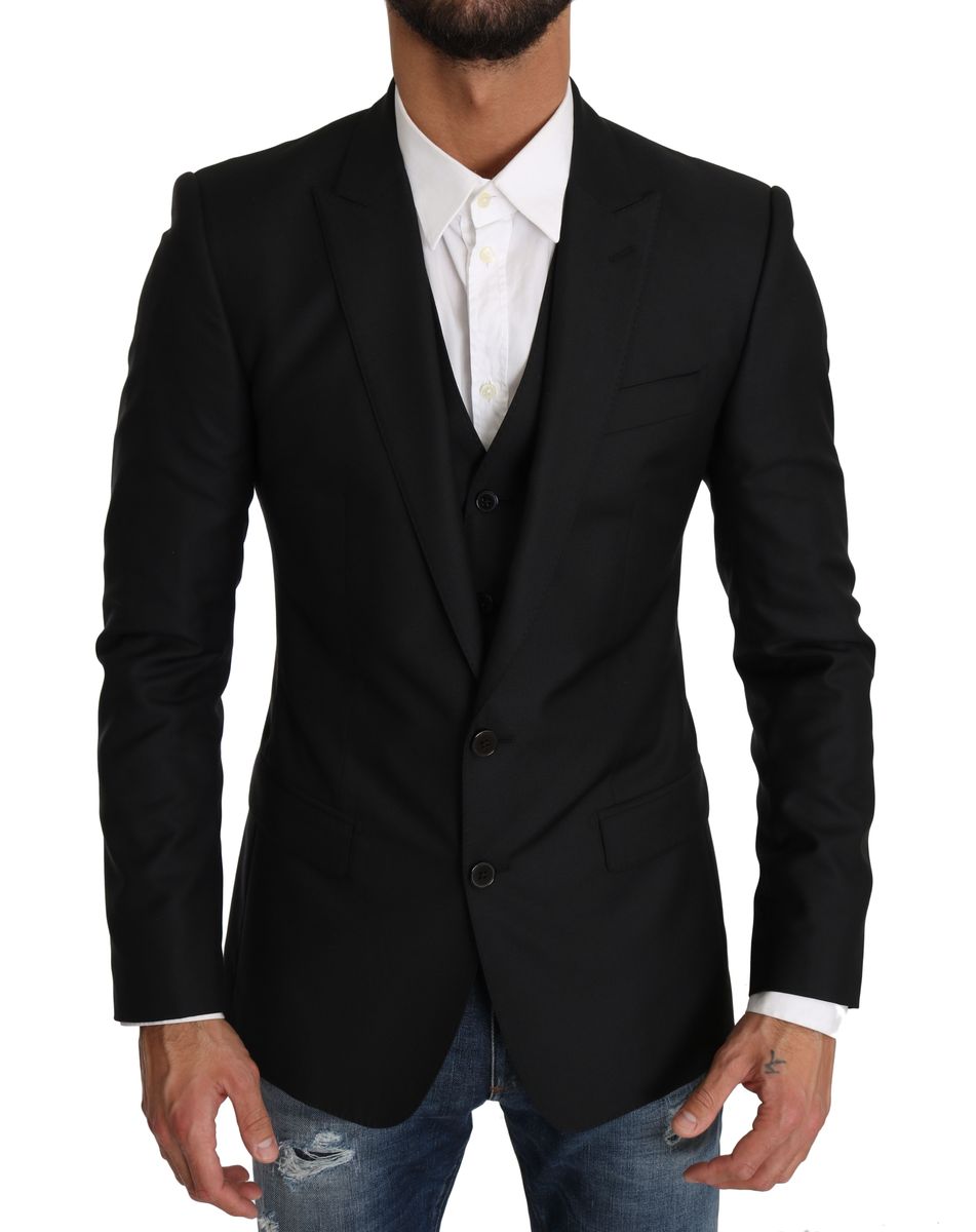 Sleek Black Martini Two-Piece Suit