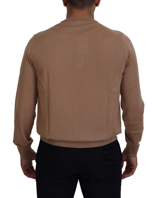 Beige Cashmere Crewneck Pullover Sweater