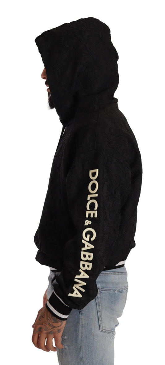 Elegant Black Logo Detailed Hooded Sweatshirt
