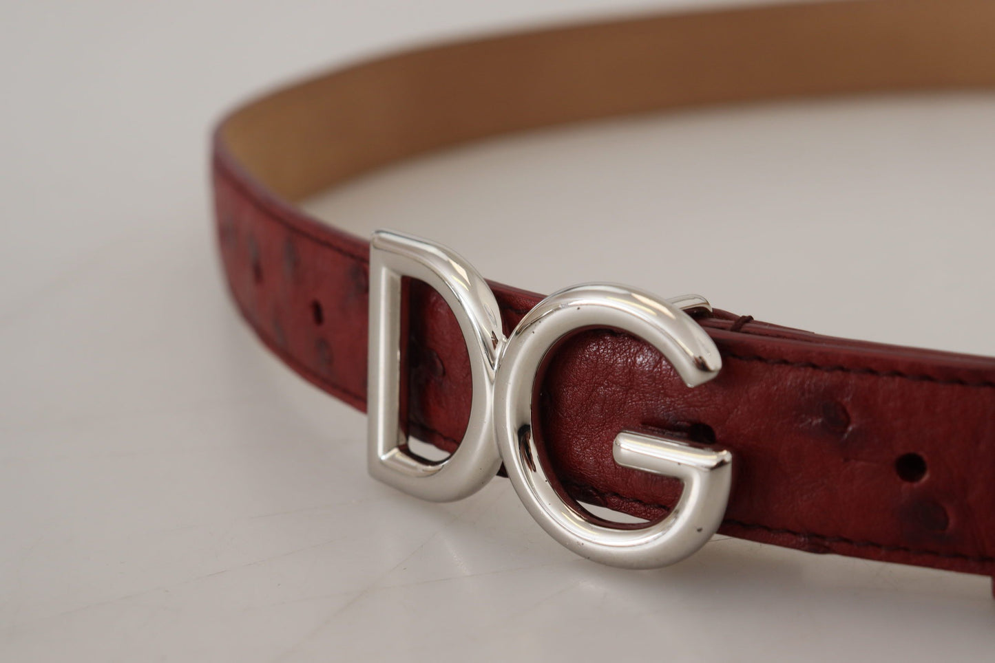 Elegant Bordeaux Leather Belt with Logo Buckle