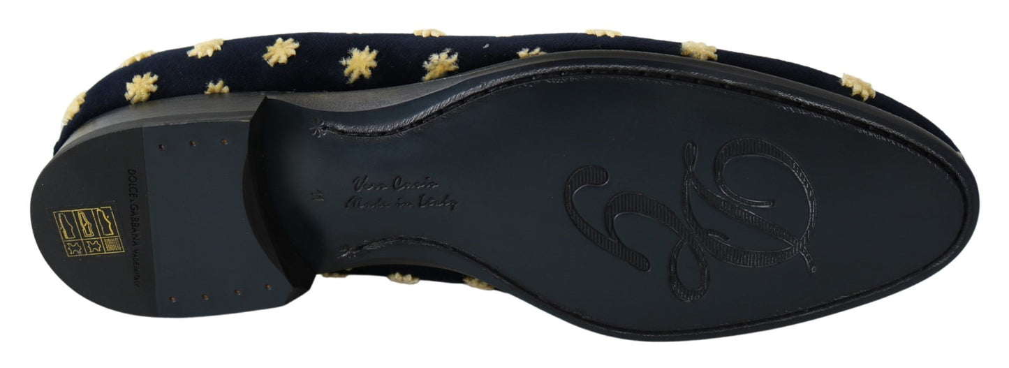 Elegant Velvet Crown Embroidery Loafers