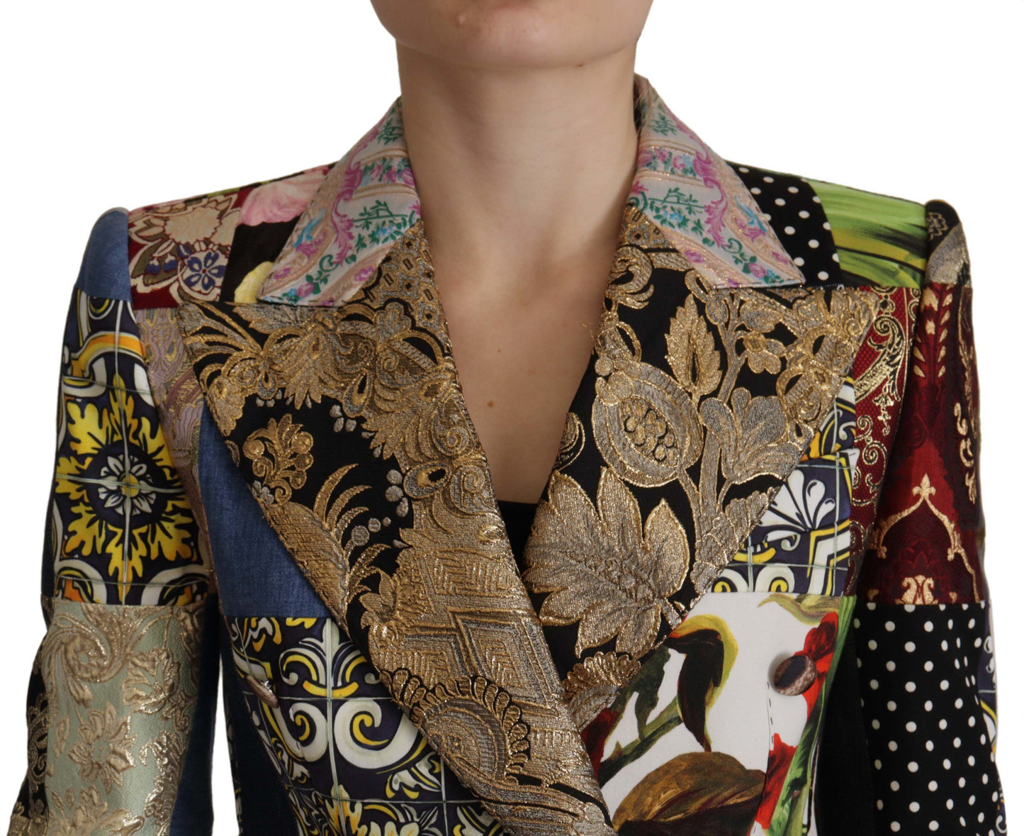 Elegant Multicolor Patchwork Blazer Jacket