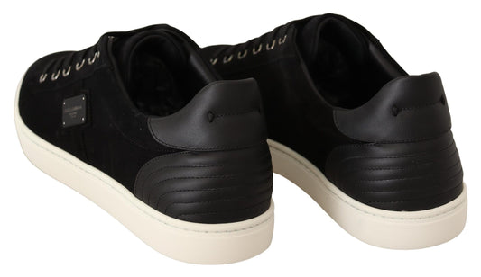 Elegant Black Leather & Suede Sneakers