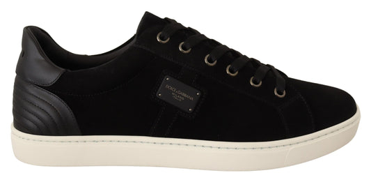 Elegant Black Leather & Suede Sneakers