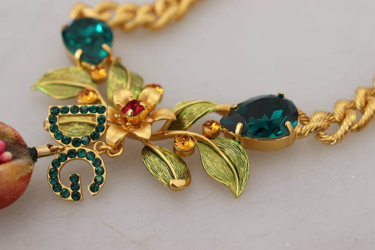 Elegant Gold-Tone Floral Fruit Necklace