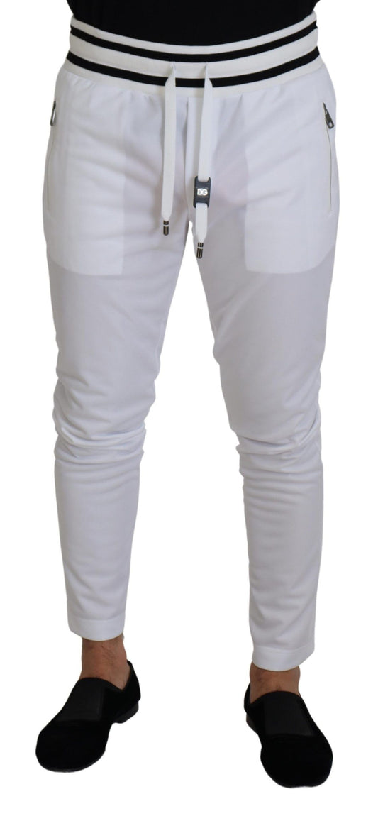 Elegant White Sport Sweatpants