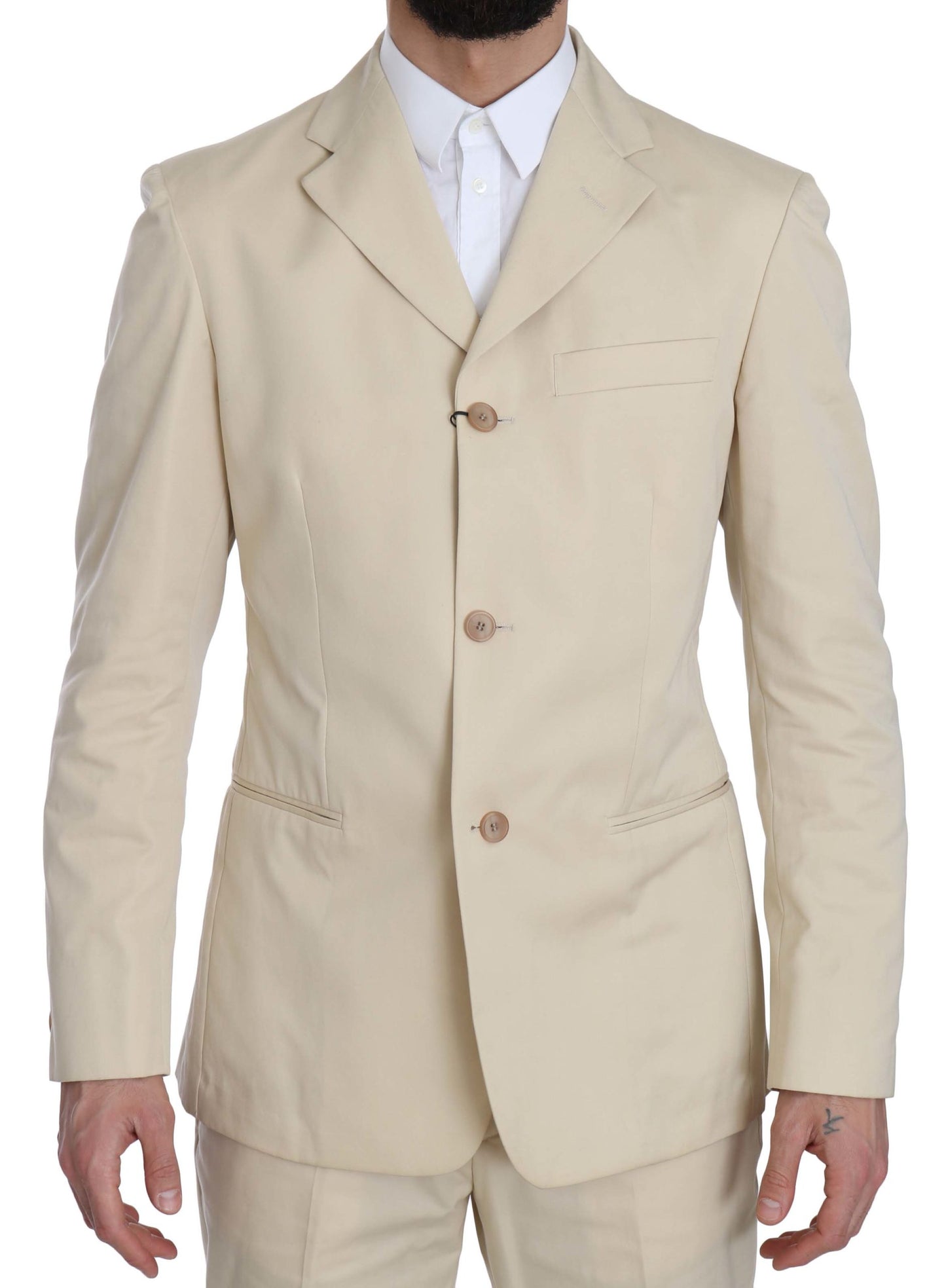 Beige Two-Piece Suit with Classic Elegance