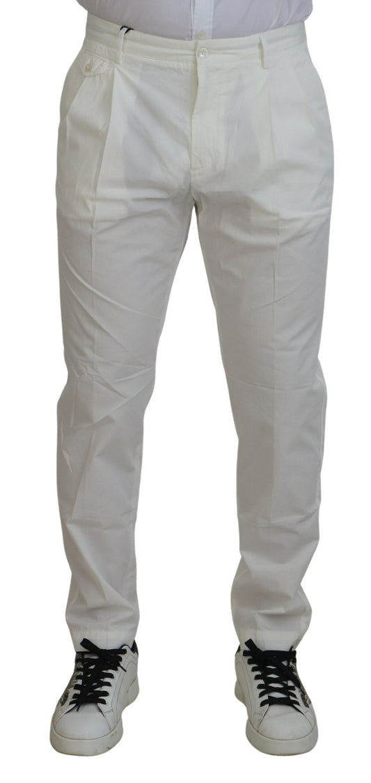 Elegant White Cotton Chino Pants