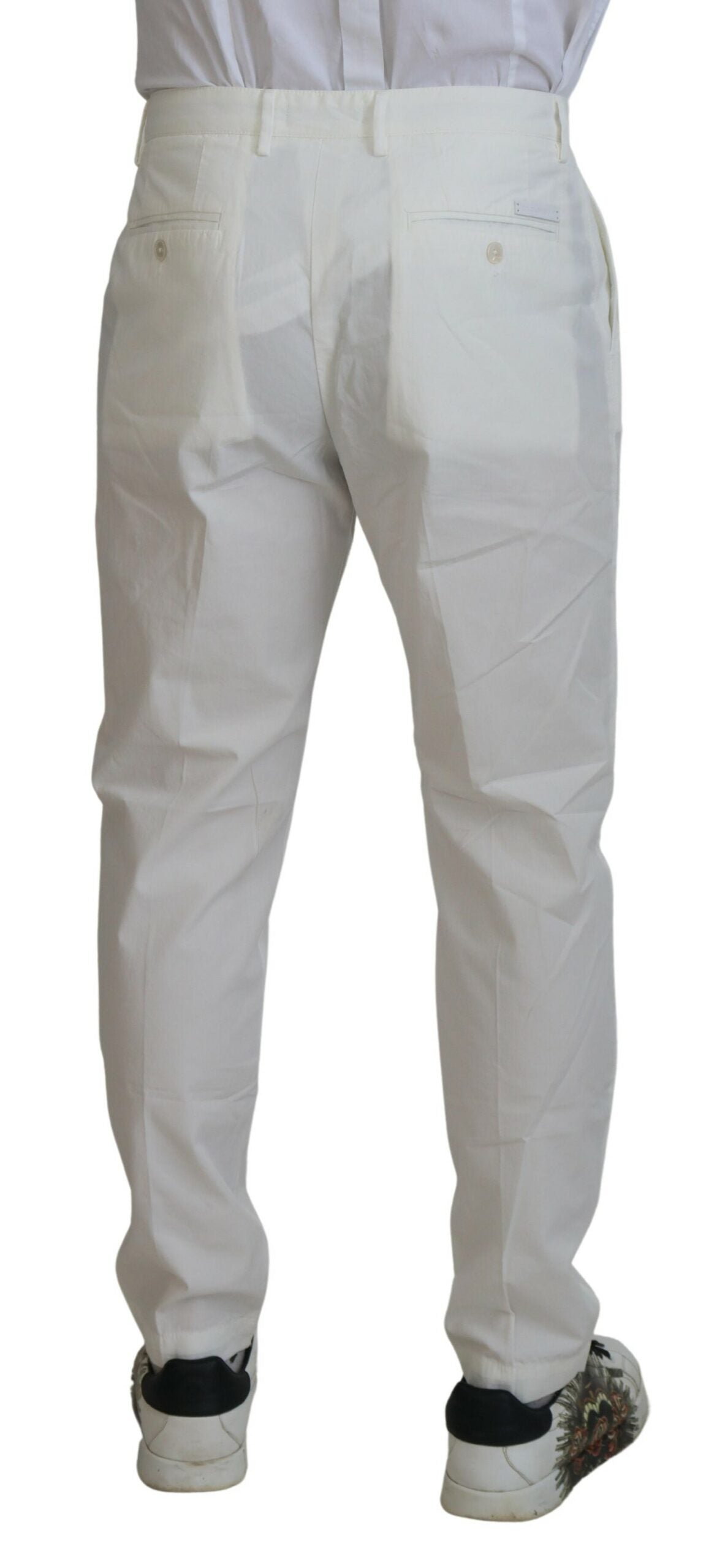 Elegant White Cotton Chino Pants