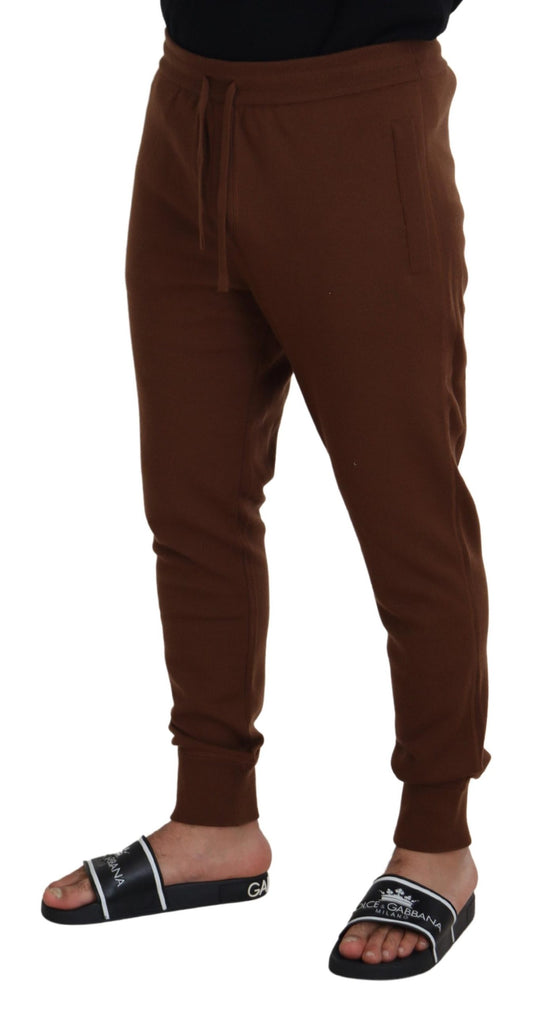 Elegant Brown Cashmere Jogger Pants