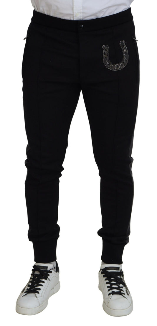 Elegant Black Jogger Pants in Luxe Wool Blend