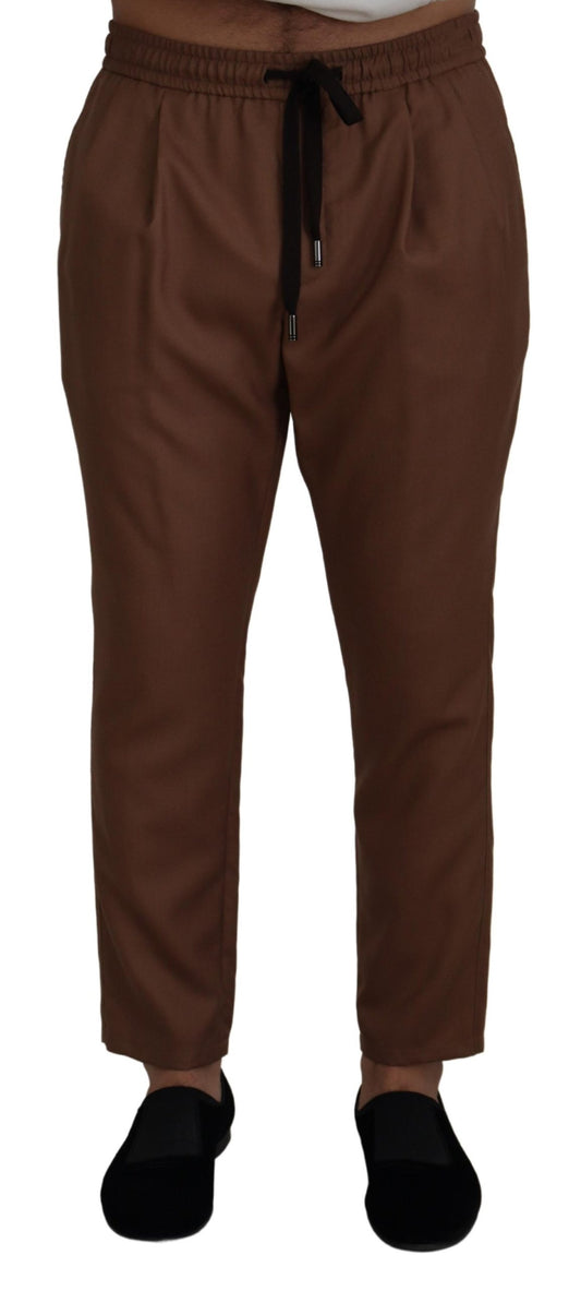 Chic Brown Cashmere-Silk Jogger Pants