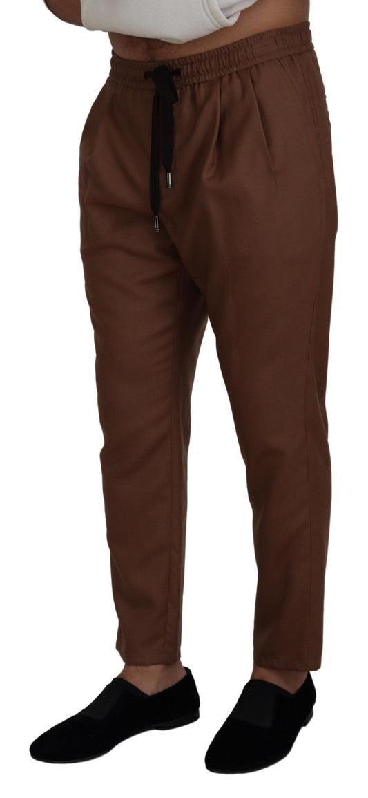 Chic Brown Cashmere-Silk Jogger Pants