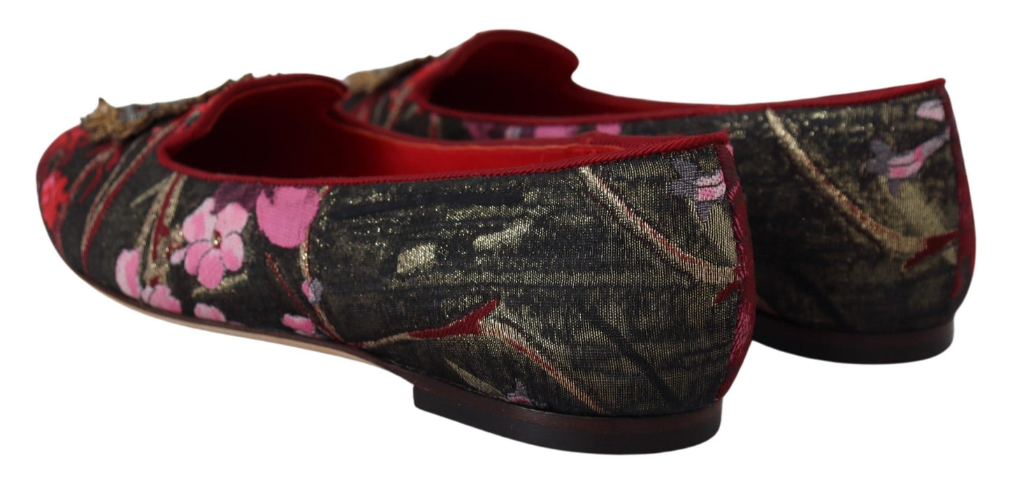 Multicolor Leather and Fabric Flats with Sacred Heart Patch