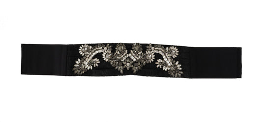Elegant Rhinestone-Embellished Silk Belt