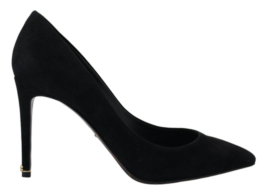 Elegant Black Suede Stiletto Heels Pumps