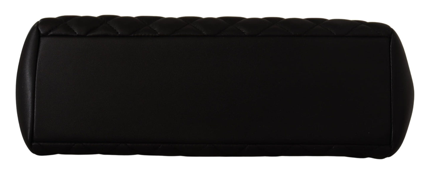 Elegant Large Black Nappa Leather Tote