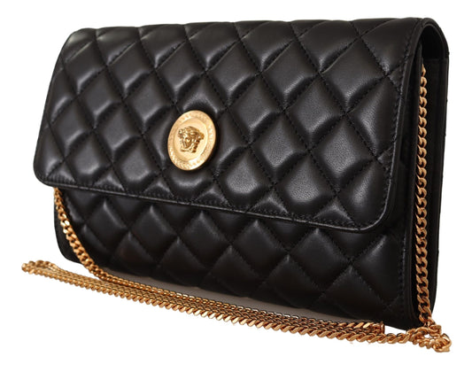 Elegant Black Nappa Leather Evening Bag
