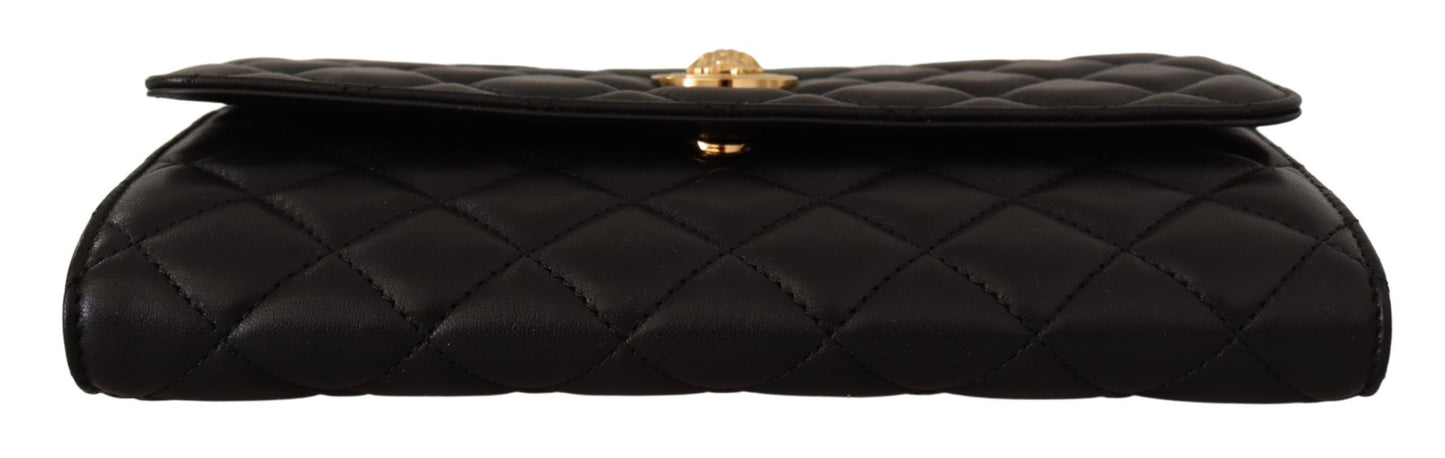 Elegant Black Nappa Leather Evening Bag