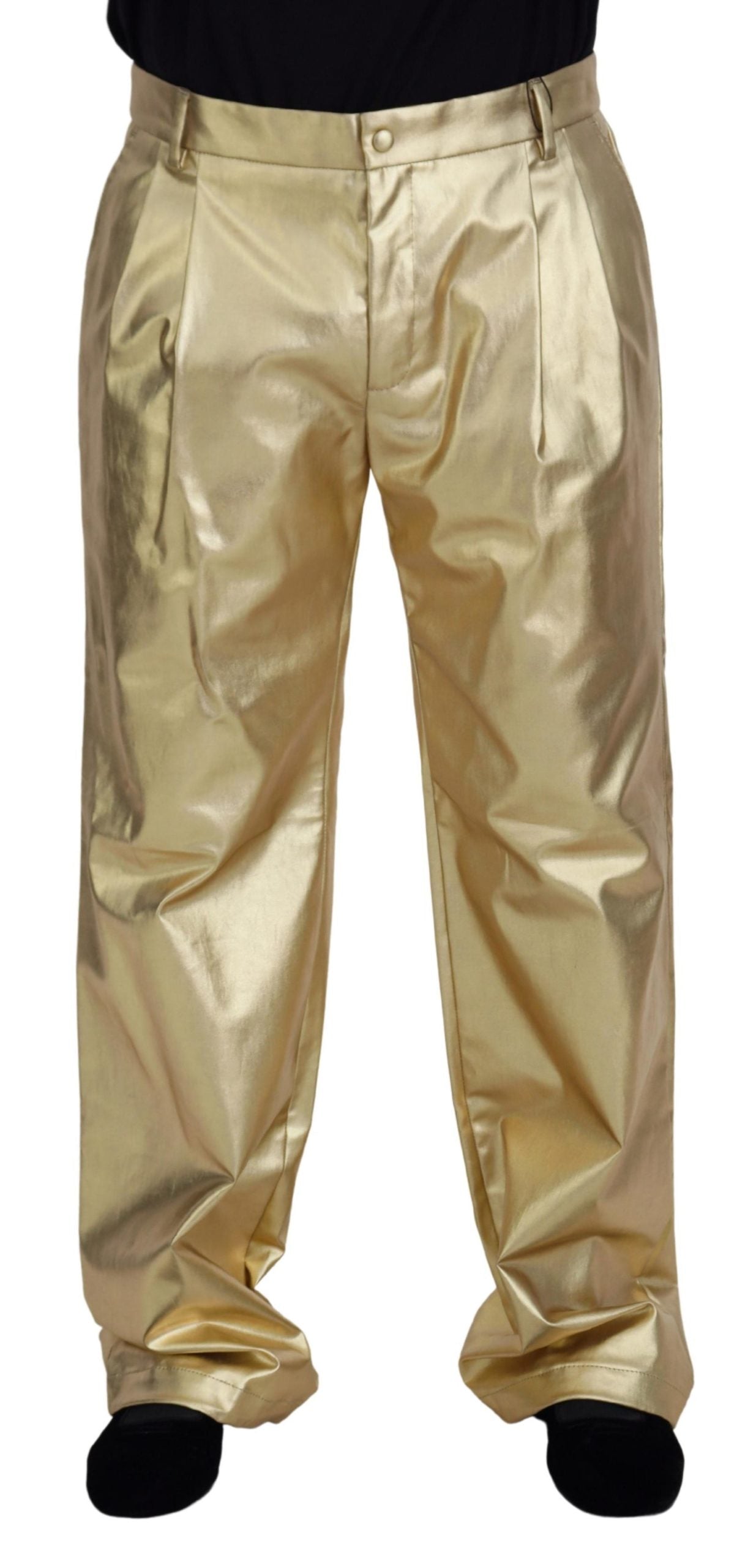 Elegant Gold Cotton Stretch Pants
