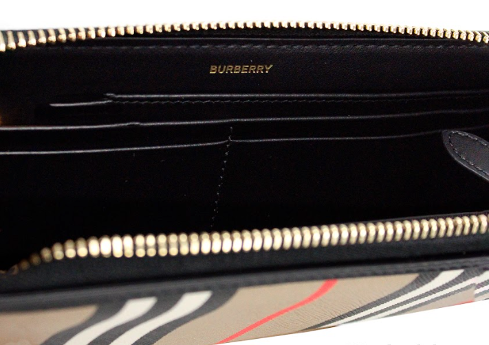 Ellerby Black Leather Icon Stripe Canvas Zip Around Continental Wallet