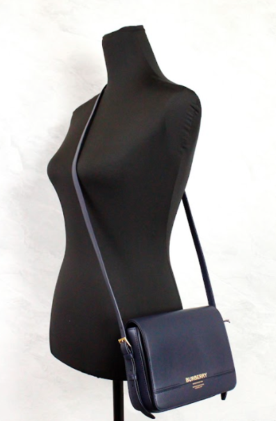 Grace Small Regency Blue Smooth Leather Flap Crossbody Handbag Purse