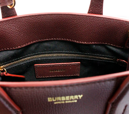 Banner Small Mahogany Red Leather Tote Crossbody Bag Purse