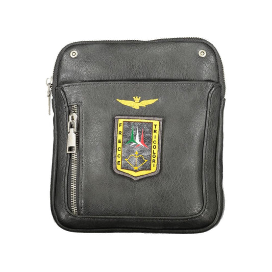 Sleek Gray Shoulder Bag with Iconic Embroidery