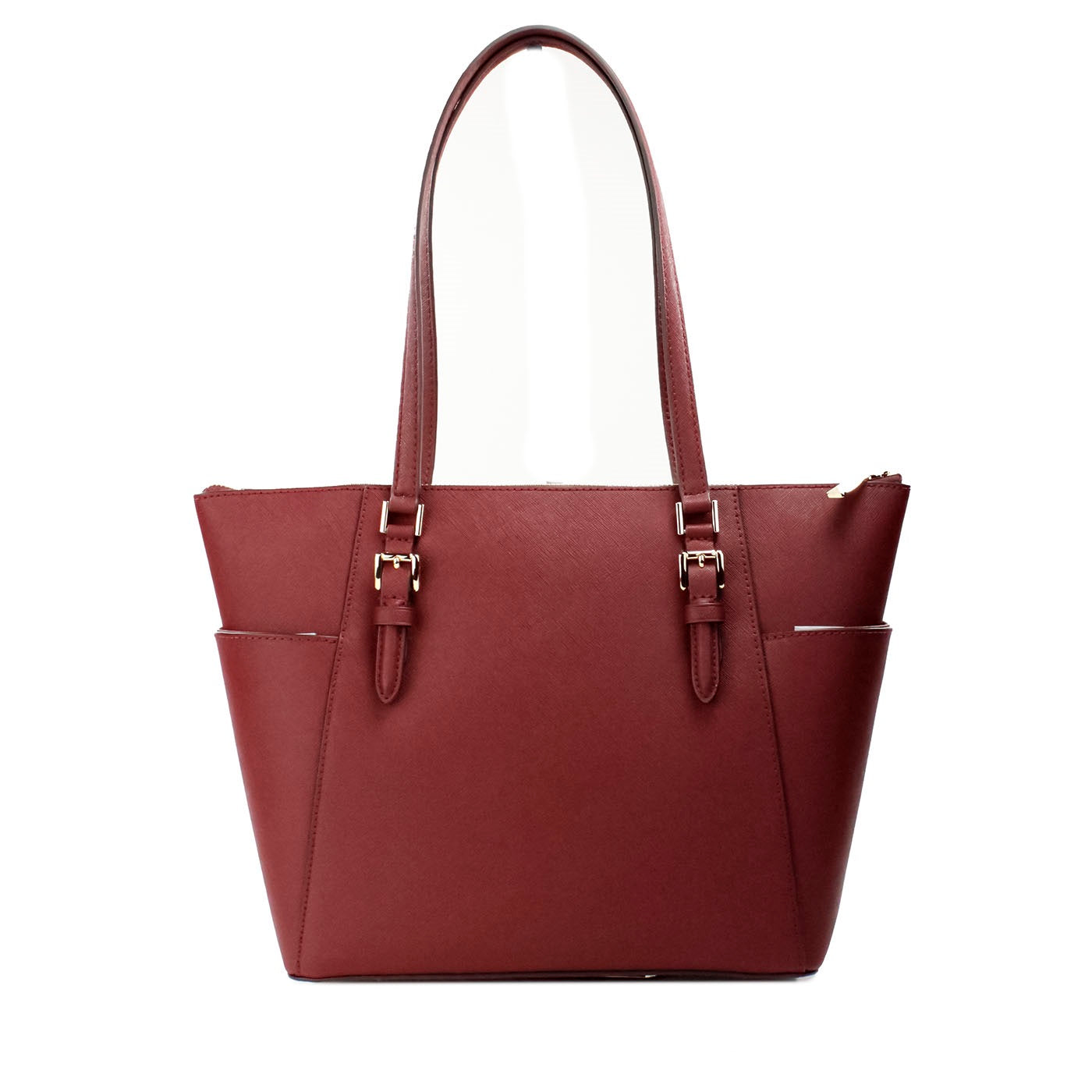 Charlotte Dark Cherry Large Leather Top Zip Tote Bag Purse