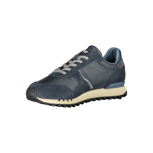 Sleek Blue Sports Sneakers with Contrast Lace-Up Detail