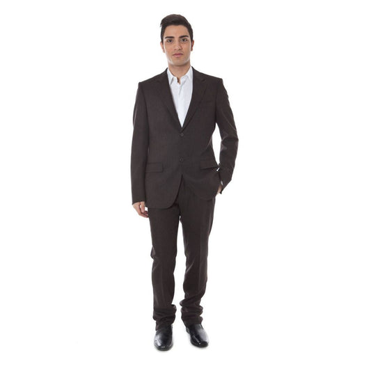 Chic Wool Blend Brown Suit for Men
