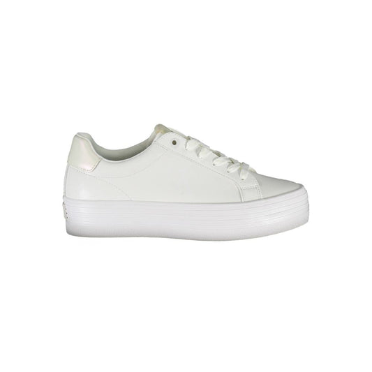 Sleek White Lace-Up Sneakers with Contrast Detail