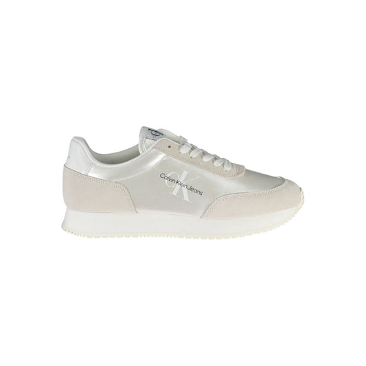 Chic White Lace-Up Sneakers with Contrast Detail