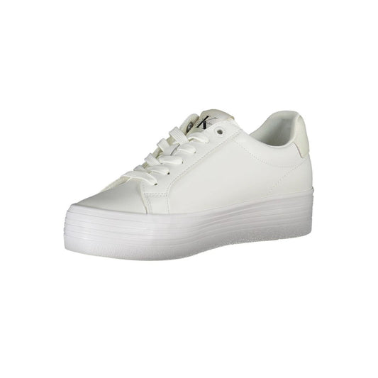 Sleek White Lace-Up Sneakers with Contrast Detail