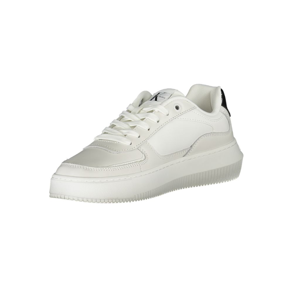 Sleek White Lace-Up Sneakers with Contrast Details