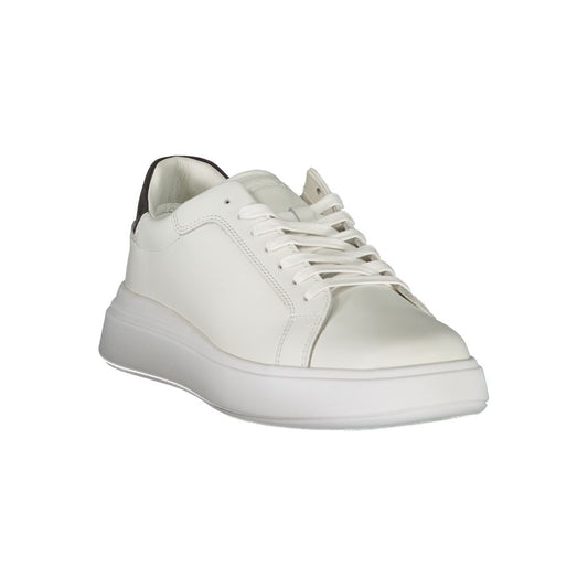 Sleek White Contrast Lace-Up Sneakers