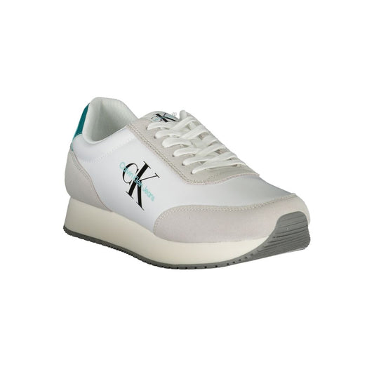 Elegant White Lace-Up Sneakers with Contrasting Detail
