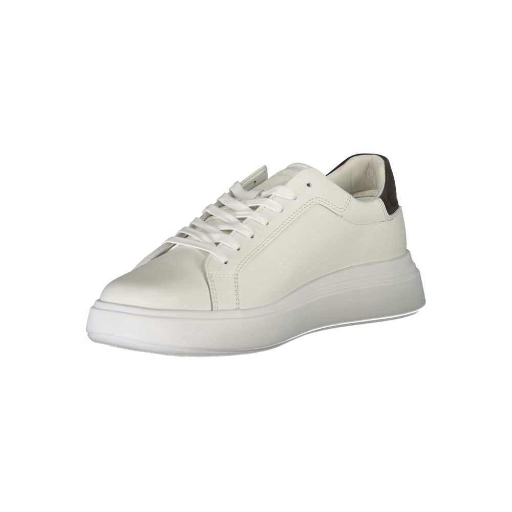 Sleek White Contrast Lace-Up Sneakers