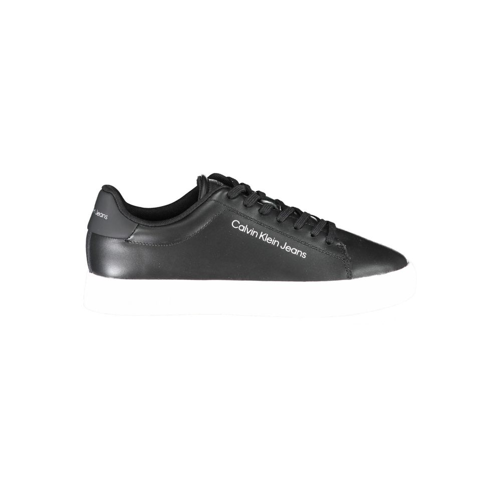 Sleek Black Lace-up Sneakers with Contrast Details