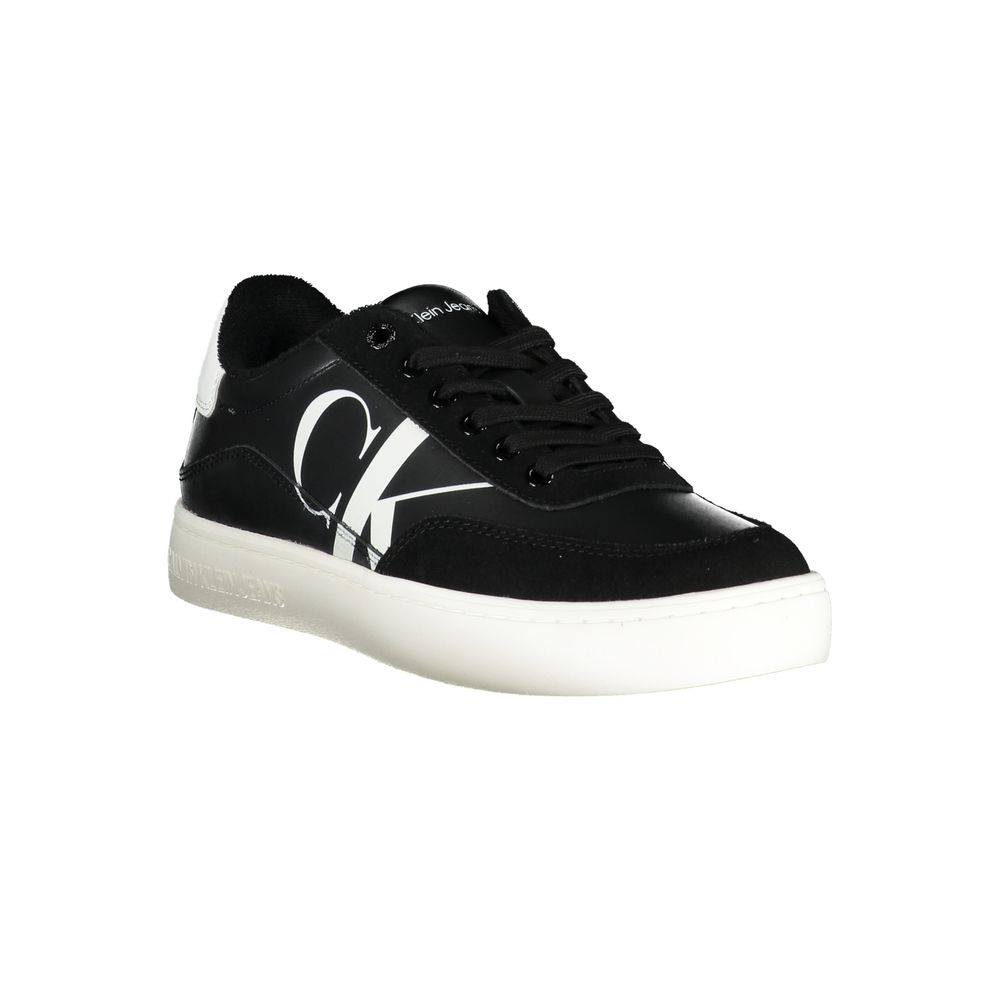 Elegant Black Lace-Up Sneakers with Contrast Details