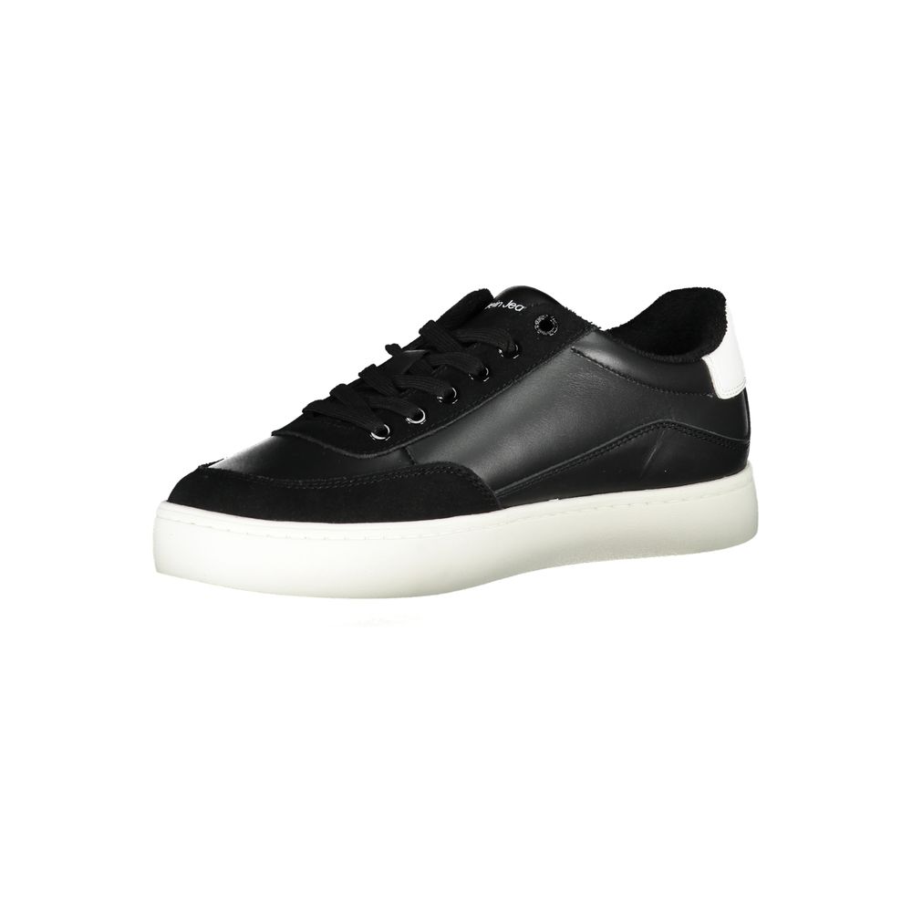 Elegant Black Lace-Up Sneakers with Contrast Details